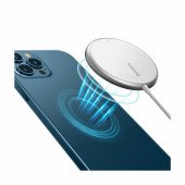 Baseus polnilec brezžični 15W Qi magsafe iPhone bel WXJK-F02