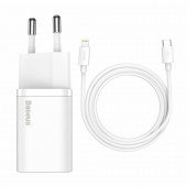 Baseus polnilec s kablom 20W TipC/ Lightning bel QC Super Si TZCCSUP-B02