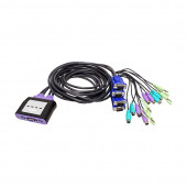 KVM stikalo  4:1 mini VGA/PS2/AVDIO s kabli CS64A Aten