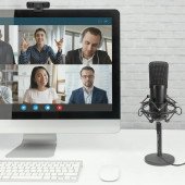 Digitus mikrofon USB kondenzatorski s stojalom Studio za Podcast in Streaming