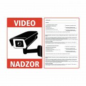 Nalepka "VIDEONADZOR" A5 (190x133) rdeča + 77. in 78. člen ZVOP-2