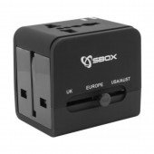 Napajalni adapter potovalni + 2x USB EU, USA, UK, AU, CN, TH, JP SBOX