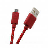 Kabel USB A-B mikro  1m SBOX bombažna zaščita, rdeč