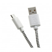 Kabel USB A-B mikro  1m SBOX bombažna zaščita, bel