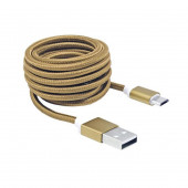 Kabel USB A-B mikro 1,5m SBOX bombažna zaščita, zlat
