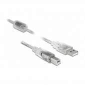 Delock kabel USB A-B 1m dvojno oklopljen transparent 83892