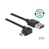 Kabel USB A-B mikro kotni EASY 2m obojestranski Delock