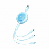 Baseus polnilni kabel USB 3v1 Lightning/ TipC/Mikro 3.5A svetlo/moder 1,1m