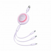 Baseus polnilni kabel USB 3v1 Lightning/ TipC/Mikro 3.5A vijoličen 1,1m CAMJ01000