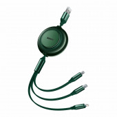 Baseus polnilni kabel USB 3v1 Lightning/ TipC/Mikro 3.5A  zelen 1,1m CAMJ010006