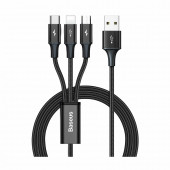 Baseus kabel USB 3v1 Lightning/TipC/ Mikro 1.2m črn CAJS000001