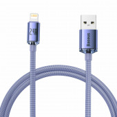 Baseus kabel USB/Lightning 1.2m 2.4A Crystal shine vijoličen CAJY000005