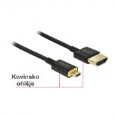 HDMI-HDMI-D Mikro kabel z mrežno pove. 1,5m Delock črn 3D 4K slim