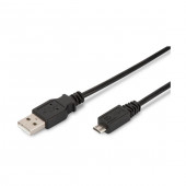 Kabel USB A-B mikro 1,8m Digitus črn