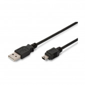 Kabel USB A-B mini 3m Digitus dvojno oklopljen črn