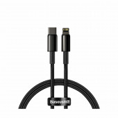 Kabel Apple USB C/Lightning 1m PD 20W Tungsten črn pleten Baseus
