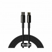 Kabel Apple USB C/Lightning 2m PD 20W Tungsten črn pleten Baseus