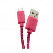 Kabel USB A-B mikro  1m SBOX bombažna zaščita, roza