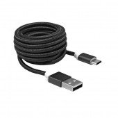 Kabel USB A-B mikro 1,5m SBOX bombažna zaščita, črn