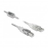 Delock kabel USB A-B 3m dvojno oklopljen transparent s feritom 83895
