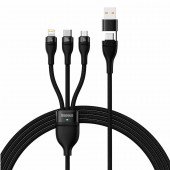 Baseus kabel USB TipC/TipA 2v3 Lightning /TipC/Mikro 100W 1.2m črn CASS030101