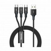 Baseus kabel USB 3v1 Lightning/TipC/ Mikro 1.2m črn CAJS000001