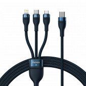 Baseus polnilni kabel TipC 3v1 Lightning TipC/Mikro 100W PD 1,5m moder
