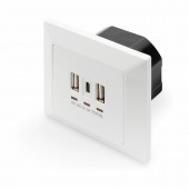 Vtičnica 2xUSB A + 1xUSB Type-C + 3100 mA podometna Digitus