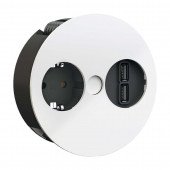 Bachmann TWIST vgradna vtičnica bela za kuh.pult 1x220V 2xUSB polnilec 931.231