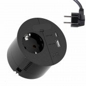 Bachmann Loop in Charge vgradna vtičnica 220V + USB TipC/TipA črna 938.201