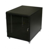 Triton kabinet 12U 620 600x1000 črn sestavljen s kolesi
