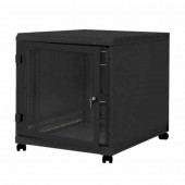Triton kabinet 12U 620 600x1000 črn sestavljen s kolesi perforirana vrata