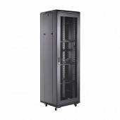 DATECH kabinet 42U 2055 600x600 črn perf. vrata sp./zd.+polica DT3.6642.9001
