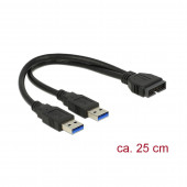 Adapter 2xUSB 3.0 M - USB 3.0 Ž interni 19p 25cm Delock