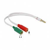 Adapter-AVDIO Jack 3,5M 4-pin - 2x3,5Ž 20cm CTIA Delock