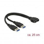 Delock adapter 2xUSB 3.0 M-USB 3.0 Ž 19p interni  25cm 83910