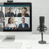 Digitus mikrofon USB kondenzatorski s stojalom Studio za Podcast in Streaming