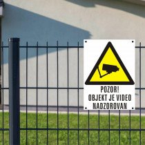 PVC tabla POZOR! OBJEKT JE VIDEO NADZOROVAN 200x300mm bela