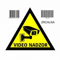 Nalepka trikotna zrcalna "VIDEONADZOR"A5 (145x145) obojestranska