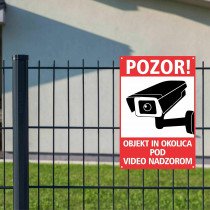 PVC tabla POZOR! OBJEKT, OKOLICA POD VIDEO NADZOROM 200x300mm