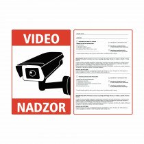 Nalepka "VIDEONADZOR" A5 (190x133) rdeča + 77. in 78. člen ZVOP-2