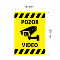 Nalepka "POZOR VIDEO" A6 (134x95) rumena