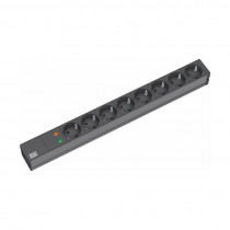Bachmann razdelilec rack 8x220V ALU črn prenapetostna zaščita 2m 333.534