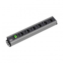 Bachmann razdelilec rack 6x220V PVC 90° s stikalom 2m črno/siv 300.003
