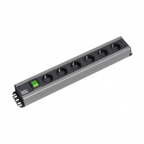 Bachmann razdelilec rack 6x220V PVC 90° + stikalo 5m črno/siv 300.032
