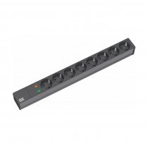 Bachmann razdelilec rack 8x220V ALU črn prenapetostna zaščita 2m 333.534