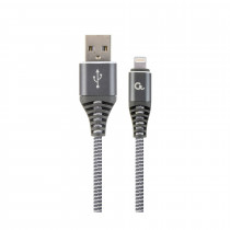 Cablexpert kabel USB Lightning bombažna zaščita siv 2m CC-USB2B-AMLM-2M-WB2