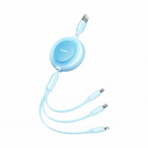 Baseus polnilni kabel USB 3v1 Lightning/ TipC/Mikro 3.5A svetlo/moder 1,1m