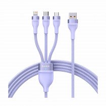Baseus polnilni kabel USB 3v1 Lightning/ TipC/Mikro 100W PD vijoličen 1,2m