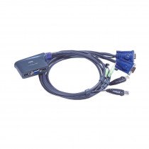 KVM stikalo  2:1 mini VGA/USB/AVDIO s kabli CS62US Aten